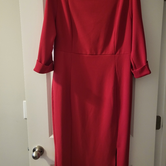Allegra K Elegant Ruched Bodycon 3/4 Sleeve Sheath Dress - Picture 6 of 8